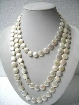 

Free shipping@@@@@ 646SA A>Beautiful 11-13mm White Coin Pearl 60" Long Necklace a
