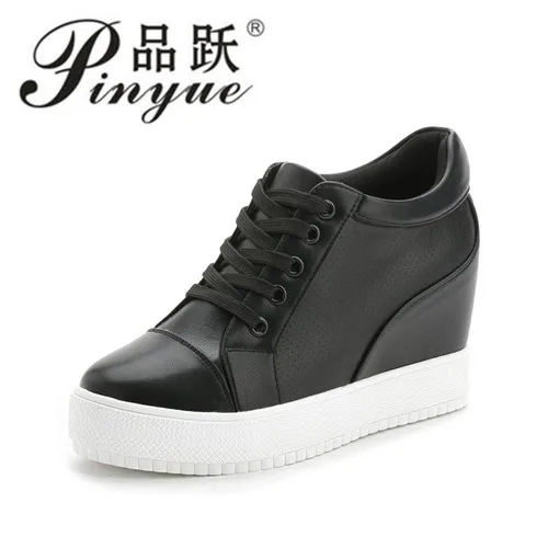 

2018 Platform High Heels Wedge Women Shoes Chaussure Femme Black White Hidden Heels Elevator Shoes Winter Casual Shoes