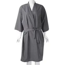 Салонное платье для клиентов, легкое, быстросохнущее, в стиле кимоно, для волос, серого цвета