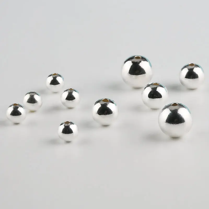 

One piece 6-10MM 925 sterling silver beads big size round smooth jewelry beads for silver bracelet & necklace Jewelry Findings