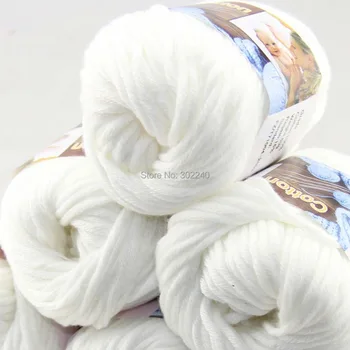 

LOT of 3 Balls X 50g Special Thick Worsted Cotton Knitting Yarn White 2201