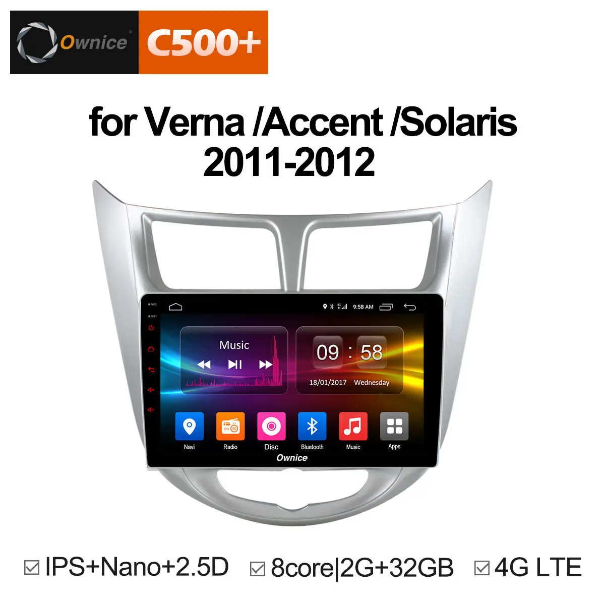 Perfect Android 8.1 Unit Intelligent System CAR DVD Radio Multimedia player for Hyundai Solaris accent Verna 2011 2012 navigator GPS PC 1