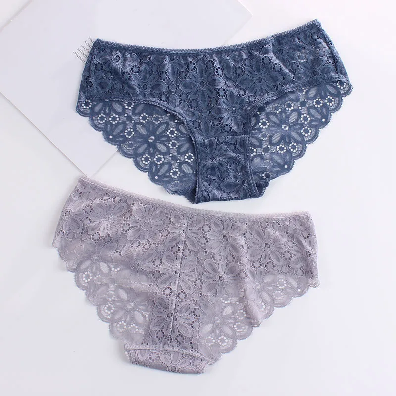 New Breathable Sexy Lace Women Underwear Hollow Quick Drying Seamless Girl Panties Solid Flower