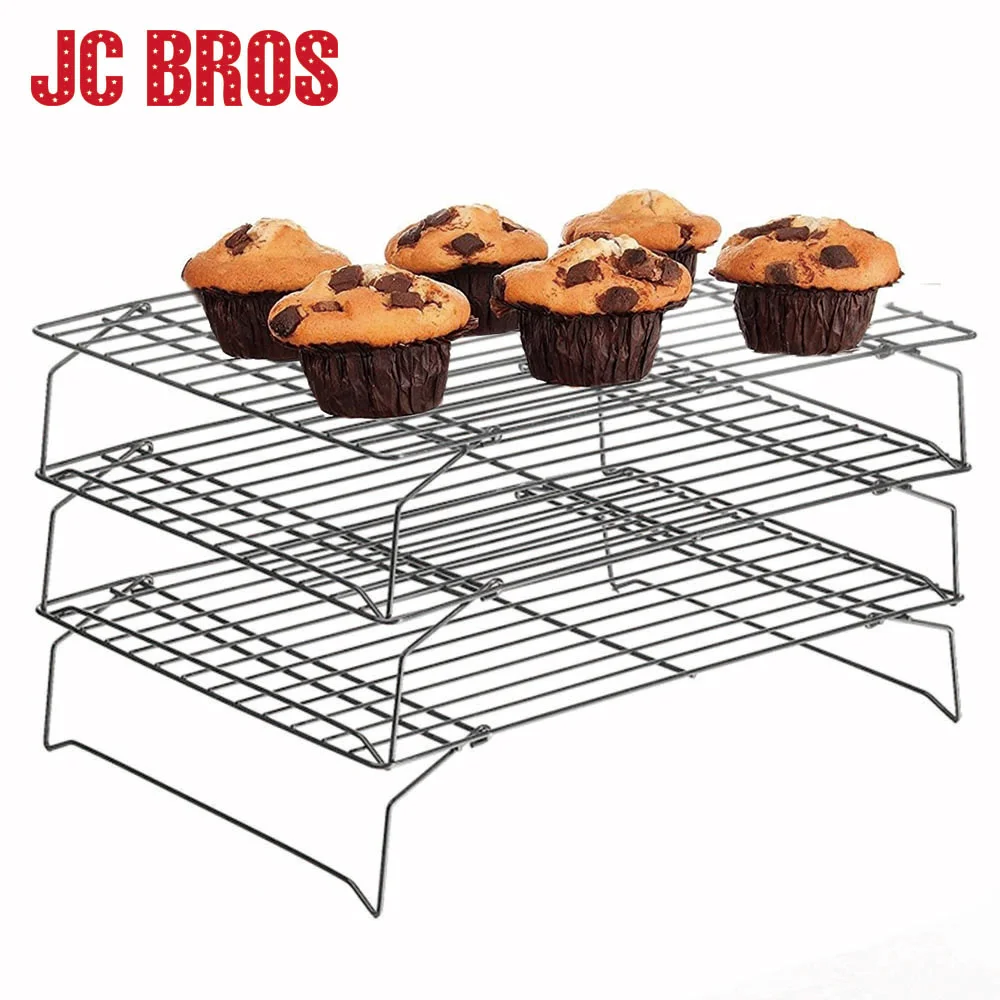 3 Tier High carbon Steel Stackable Grid Baking Cooling Rack Nonstick