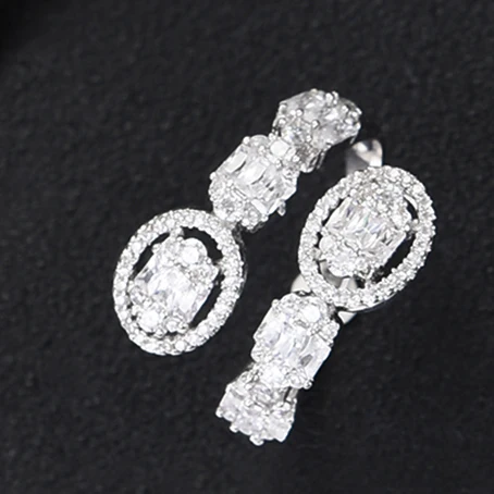 H056A RING SILVER Модные подвески роскошный браслет для женщин Свадебные Полный AAA кубический циркон Кристалл CZ Дубай Серебряный Браслет вечерние ювелирные изделия - Окраска металла: H056A RING SILVER