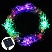 Открытый Стрекоза Солнечная светодиодные лампы 7 м 50 LED Солнечный Свет Строка Гирлянда для рождественской вечеринки украшения
