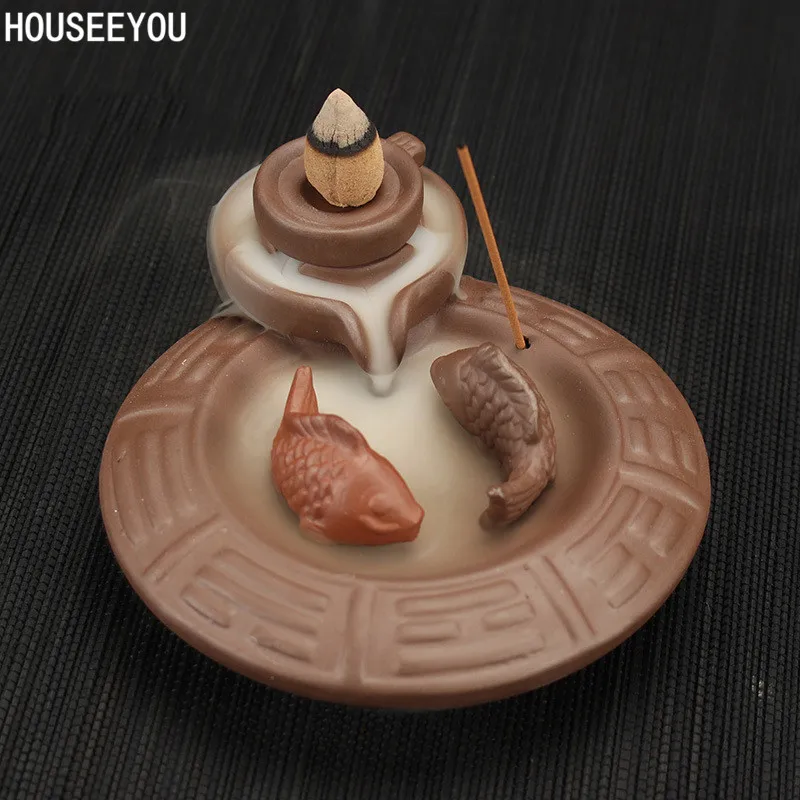 

Backflow Incense Burner Creative Ceramic Incense Stick Holder Aromatherapy Waterfall Censer for Home Office Living Room Teahouse