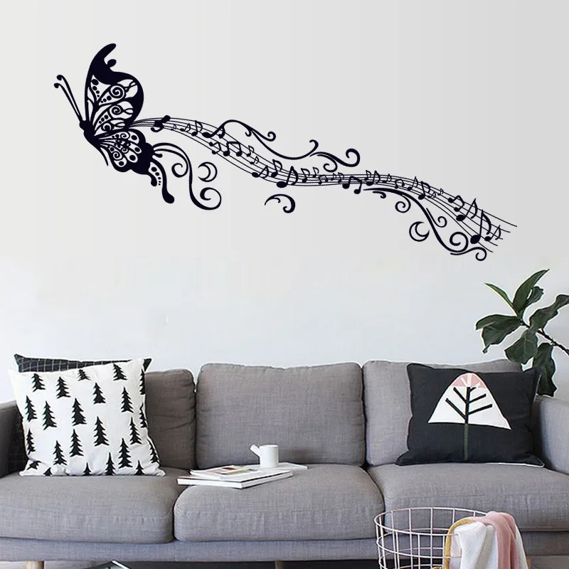 pvc removable sticker butterfly musical note wall decoration living bedroom waterproof wallpaper home art ls - Music Wall Decor pvc removable sticker butterfly musical note wall decoration living bedroom waterproof wallpaper home art ls - Music Wall Decor