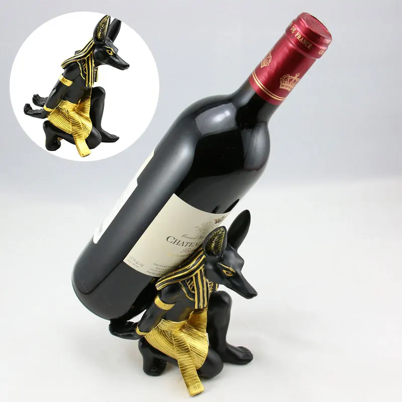 Beste Wijnrek Oude Egyptische Anubis Wijnrek Woonkamer Beeldjes Hars Ambachtelijke Mode Wijn Zetel Egypte Fles Houder Ornament