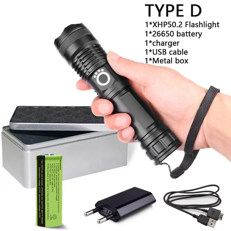Zoom Flashlight Torch Lamp Light 3000LM XM-L T6 LED 18650-26650+Battery+Charger