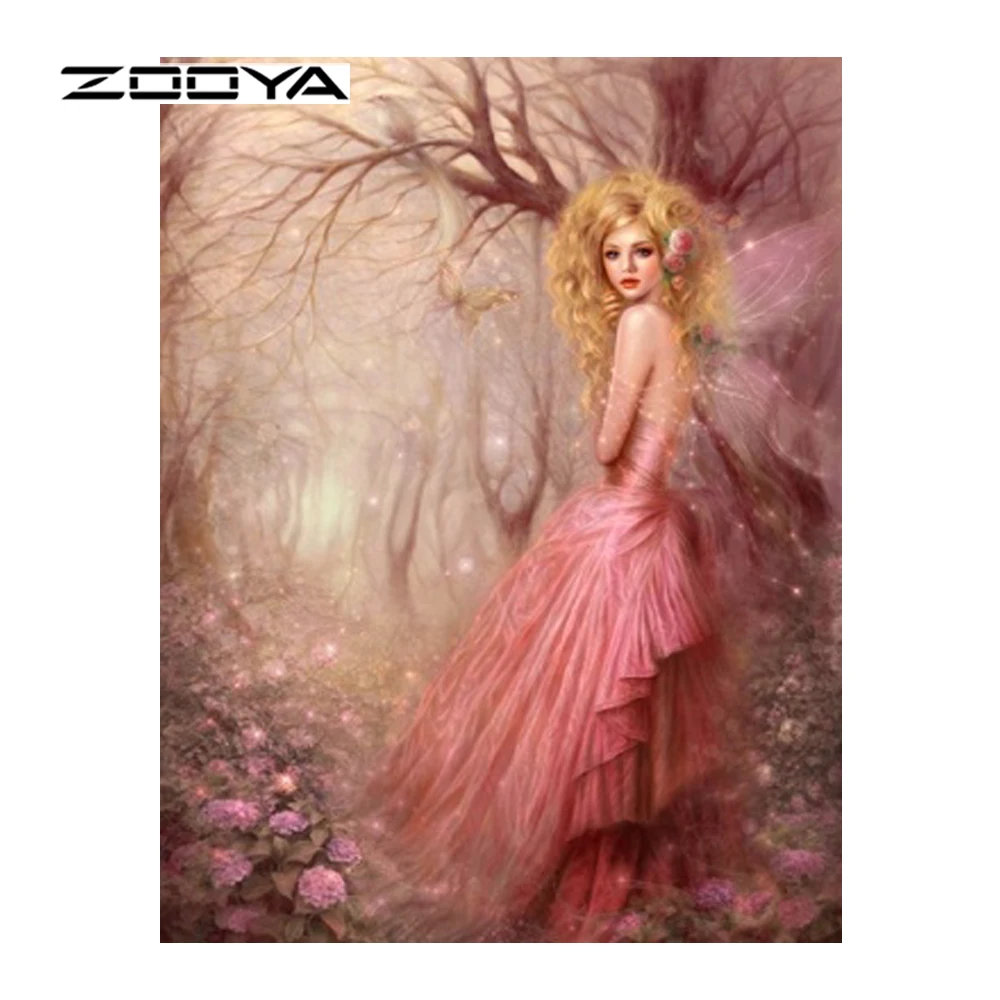 

ZOOYA Diamond Painting Fairy Full Diamond Embroidery Pattern Rhinestones Diamond Mosaic Flower Needlework DIY Home Decor BB1425