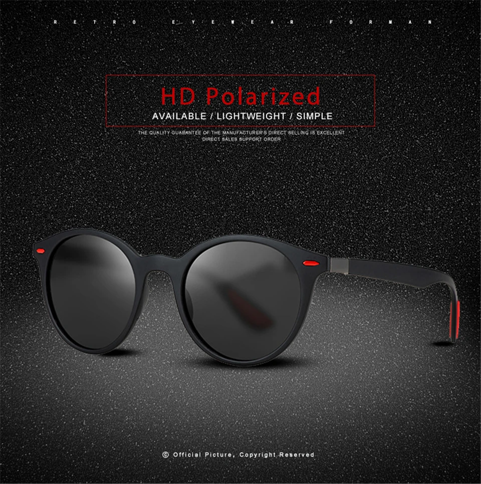 ALIKIAI  Men Women Classic Retro Rivet Polarized Sunglasses Lighter Design Oval Frame UV400 Protection De Sol (1)