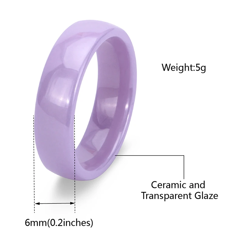 Fashion Wide 6mm Pink Blue Purple color Ceramic Rings Space Colorful Ceramic Women Ring Simple Tail Ring For Men Women Wholesale