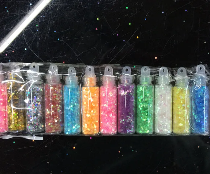 

Hexagon Acrylic Glitter Shimmer Powder 12 bottles Dust Decoration Nail Art Spangles Beautful Nail Sequins