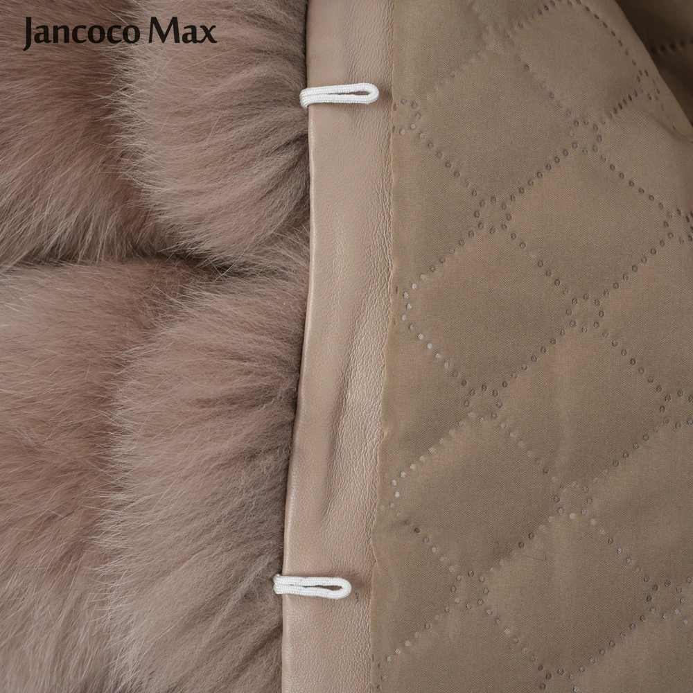 Jancoco Max Женское пальто с капюшоном из натурального Лисьего меха Модная стильная