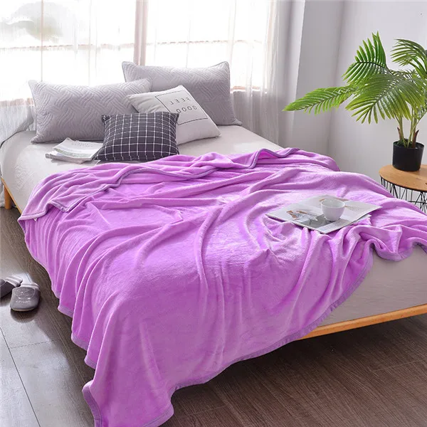 Одноцветное Двухслойное одеяло, плотное мягкое покрывало на диван, кровать для путешествий, домашний текстиль для взрослых, постельные принадлежности, 4 размера - Цвет: 05