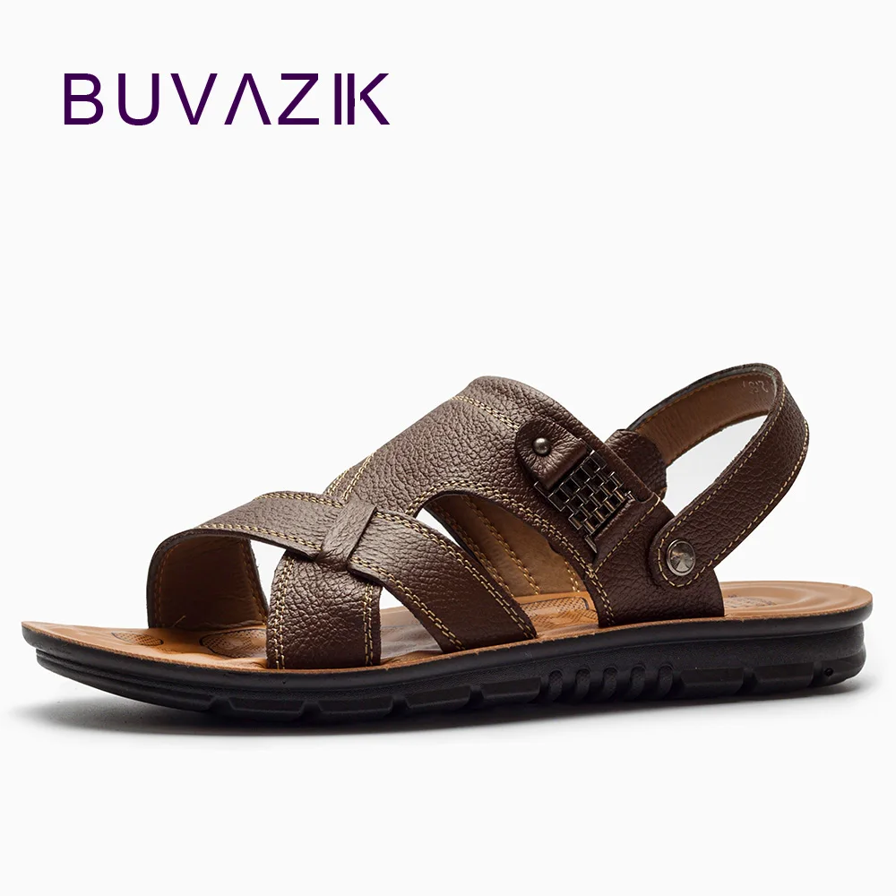 

BUVAZIK Genuine Leather high quality sandals men , waterproof and wearable comfortable soft casual flat sandals for 2018 summer