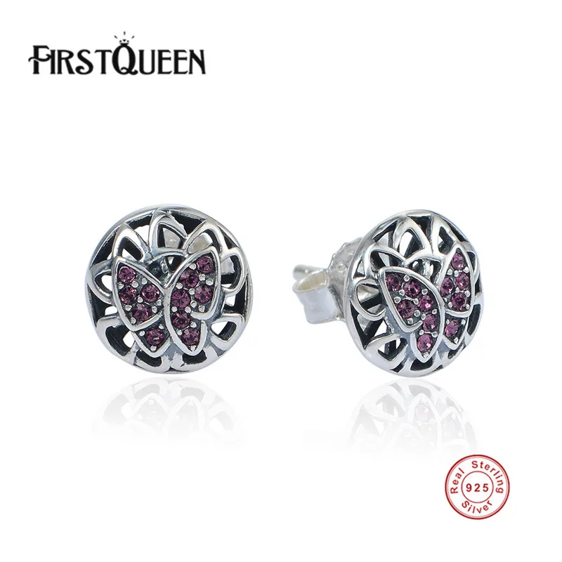 

FirstQueen Authentic Real 925 Sterling Silver Vintage Butterfly Stud Earrings Women Wedding Jewelry Femme Brincos