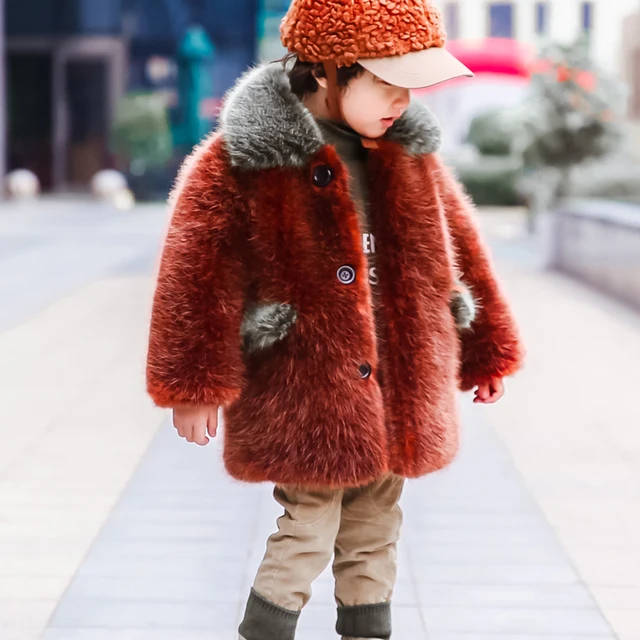 Buy Children Patchwork Fur Coat Baby Boy Autumn Winter Thick Warm Short Faux