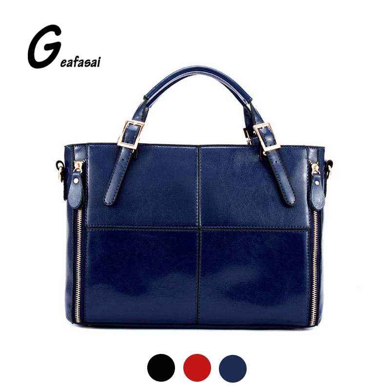 

new brand large capacity black red blue leather ladies top handle handbag messenger shoulder bags for women lady female Feminina