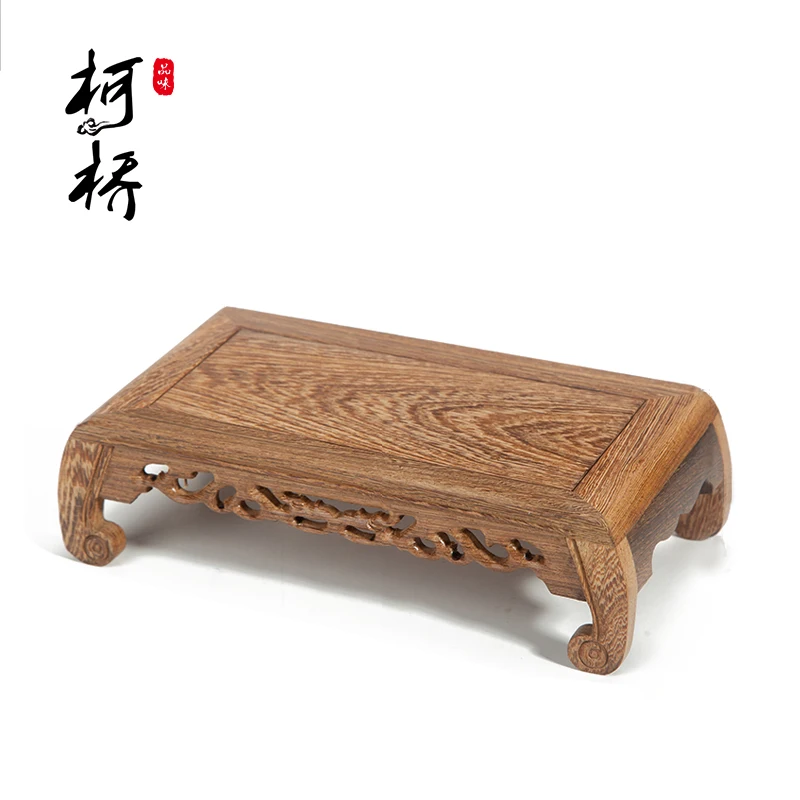 

Crafts decoration stone teapot base carved cutout round toe rectangular table piano desk mahogany base