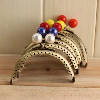 

C2 8.5CM semicircle arc-shaped bronze embossing colorful bead metal purse frame DIY Coin Purse handbag 3pcs/lot