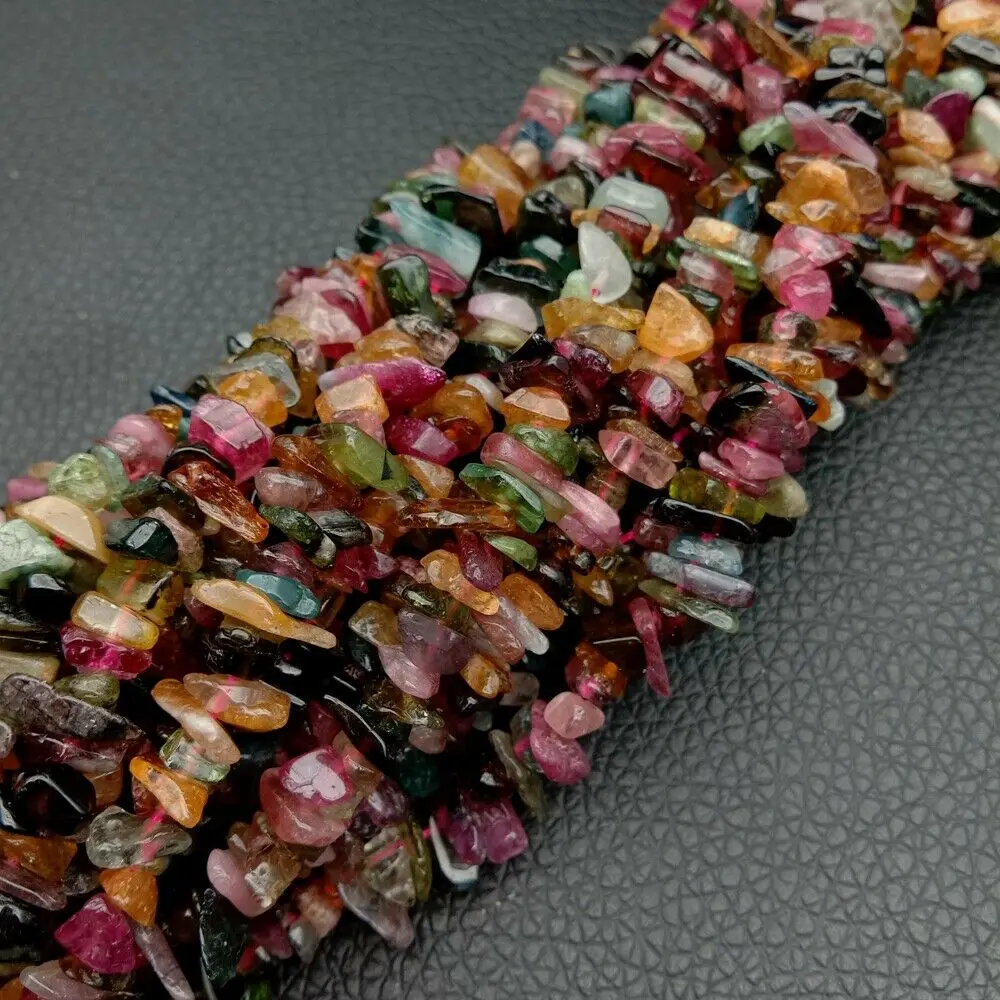 

Pink Green Blue Tourmaline Beads Watermelon Multi Color Irregular Chip Full 15"