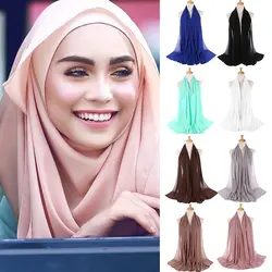 Для женщин макси шифон шарф пузырь морщинка хиджаб 9 Цвета плотная жатый мусульманская шаль Хиджабы Ladeis шарфы глава Обёрточная бумага 175 см