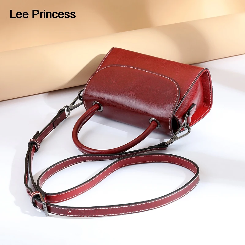 

LEE Princess Handbag Shoulder Bag For Women Split Leather Fashion Messenger Bags Korean Style Ladies top-handle Small Bag Female