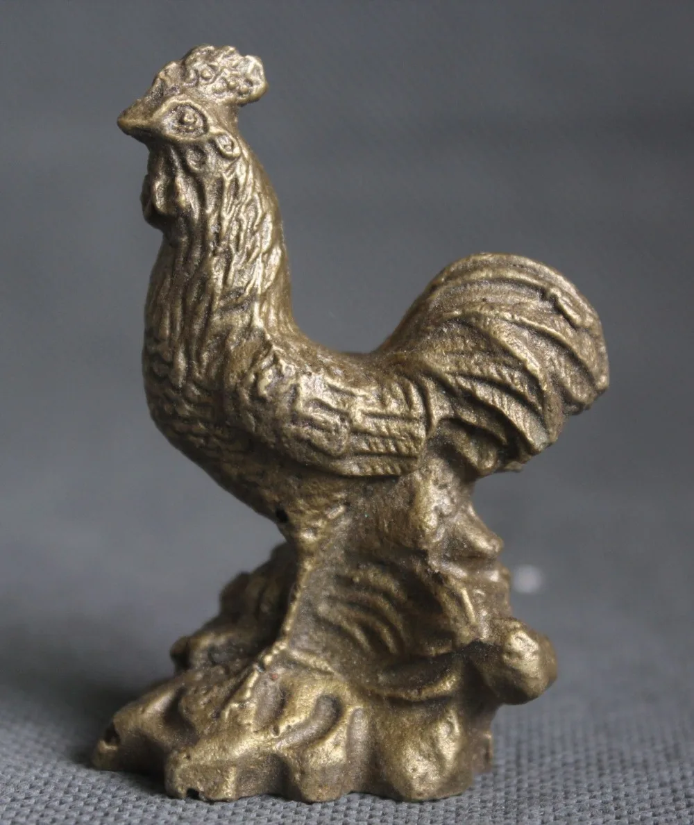 

671115587+++China Chinese Folk Fengshui Brass 12 Zodiac Year Rooster Cock Animal Statue