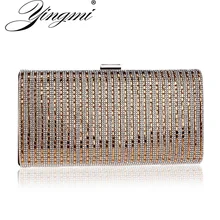 Yingmi одна сторона Стразы сцепления кошелек сумка цепи плеча Crossbody Сумки Малый Свадебная вечеринка Вечерние сумки