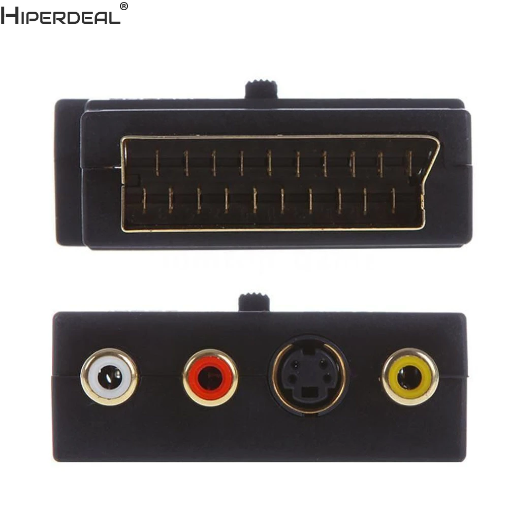 Адаптер HIPERDEAL SCART блок AV на 3 гранулы Phono Composite или S Video с переключателем In/Out GOLD Oct30