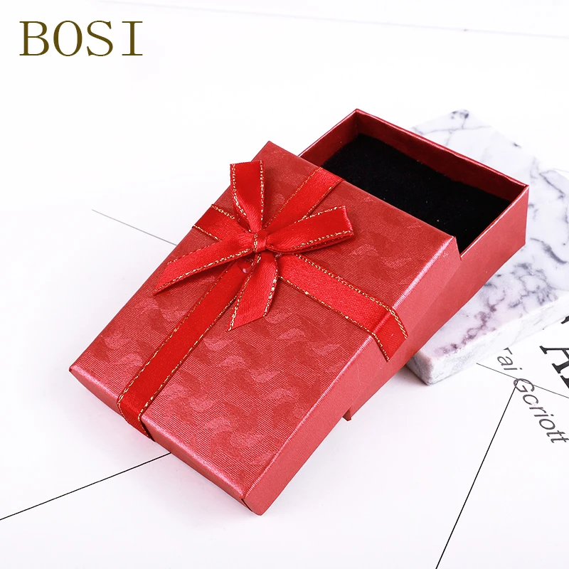 Коробка, красное обручальное кольцо для сережек, ожерелья, бант, квадратный органайзер для ювелирных изделий, бежевый дисплей, Подарочный держатель, белый, розовый, синий