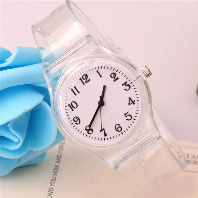 Transparent Silicone Strap Watches Women Sport Quartz Wristwatch Fashion Casual Crystal Ladies Watch Novelty Cartoon Clock