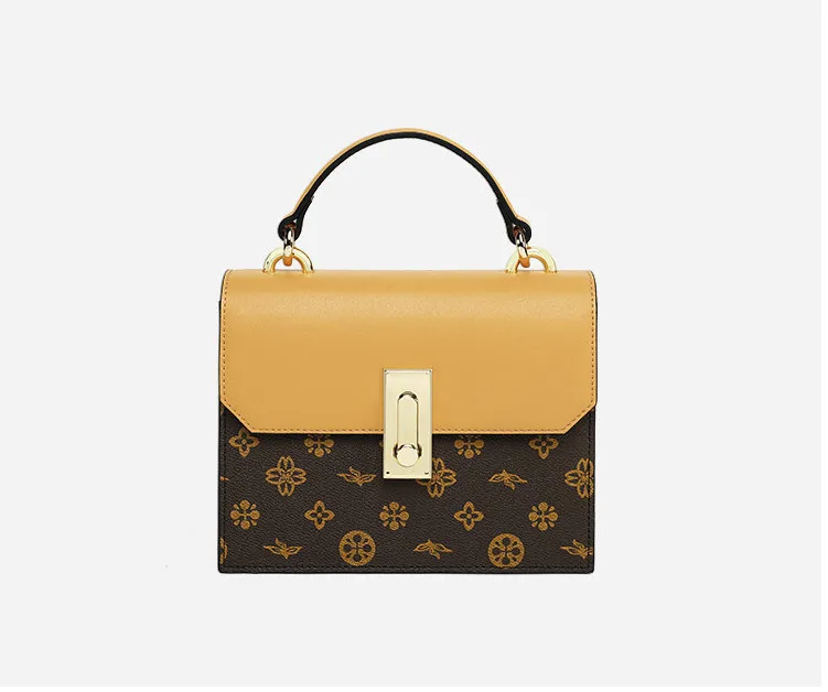 

1 Trend hit color handbag 2019 new female bag exquisite lock hit color stitching shoulder oblique bag WLV18101801 190504 bobo