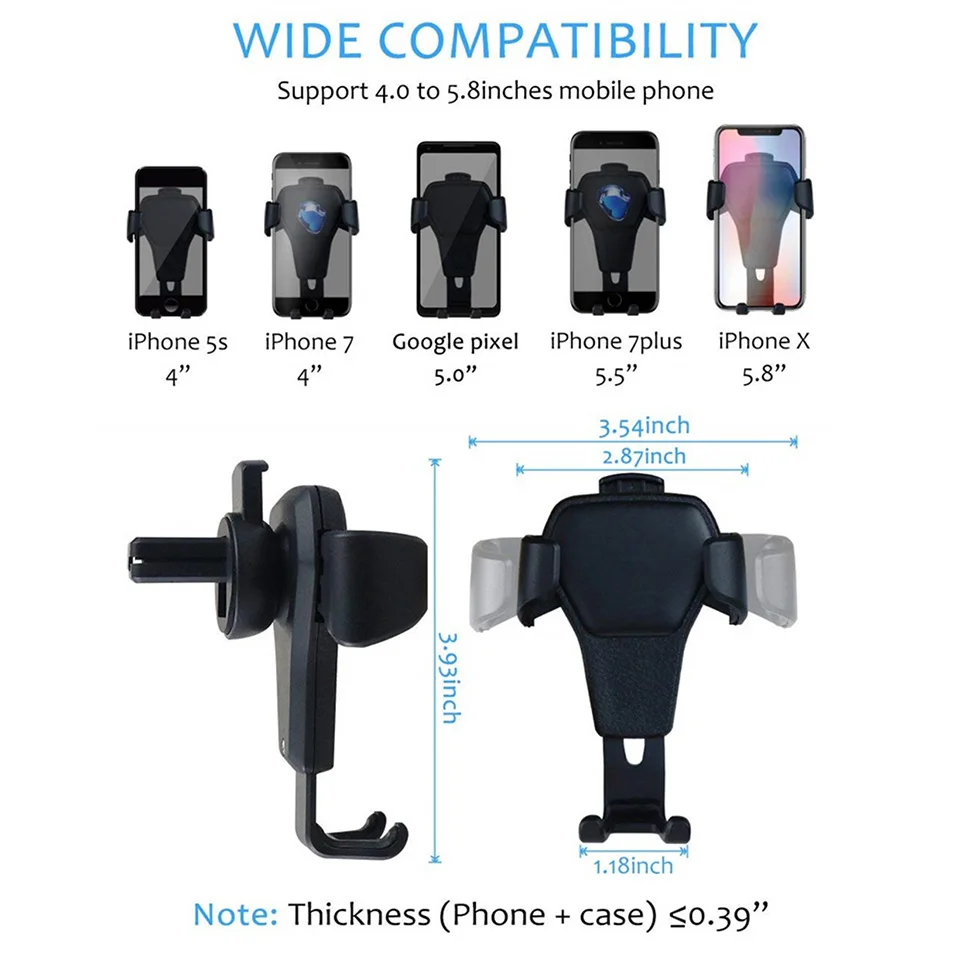 Tendway, умный Автомобильный держатель для телефона, для автомобиля, Гравитационный, универсальный, для мобильного телефона, подставка, держатель для мобильного телефона, на вентиляционное отверстие, держатель для сотового телефона, зажим