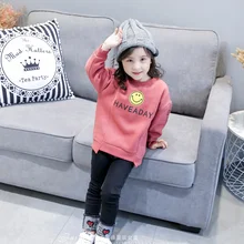 Коллекция года, зимний бархатный свитер с принтом смайлика для маленьких девочек милые модные свитера для девочек длинное платье, одежда