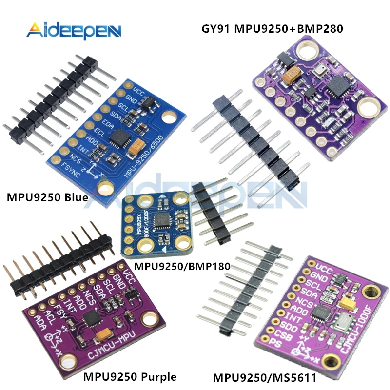

MPU-9250 MPU9250 BMP180/BMP280/MS5611 9-Axis Attitude +Gyro+Accelerator+Magnetometer Sensor Board Module SPI IIC/I2C 3V-5V 3.3V