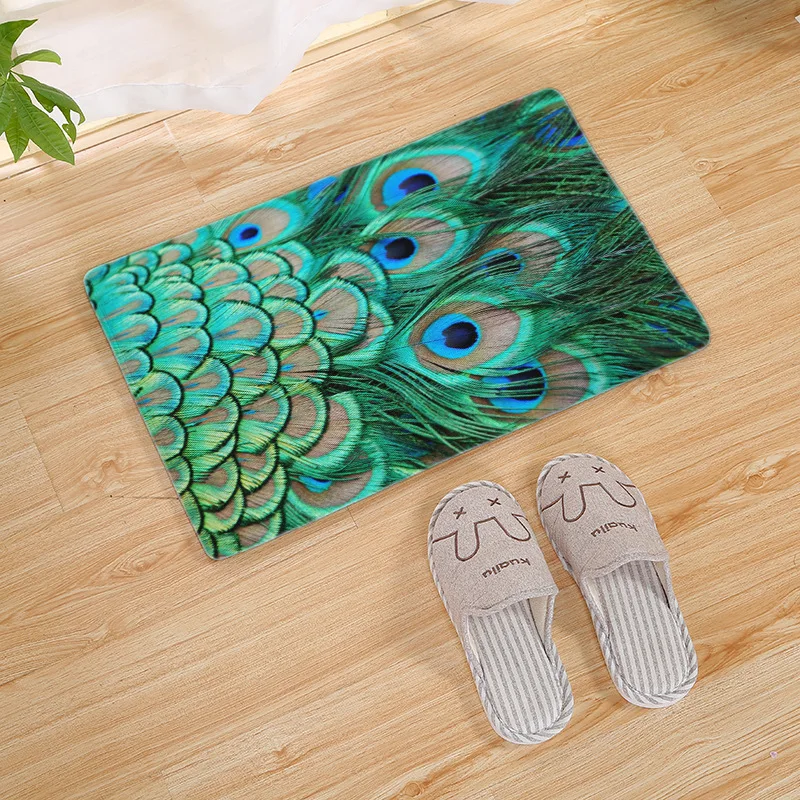 Коврик для двери в спальню с принтом перьев павлина коврик прихожей нескользящий