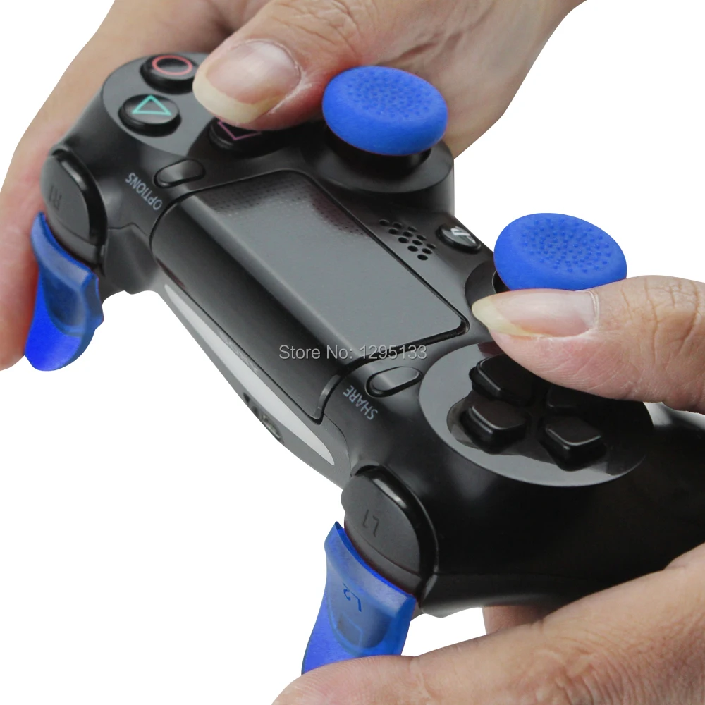 High Quality L2 R2 Trigger Extender For PS4 Controller with 6 Extra High Thumbstick Caps (2)