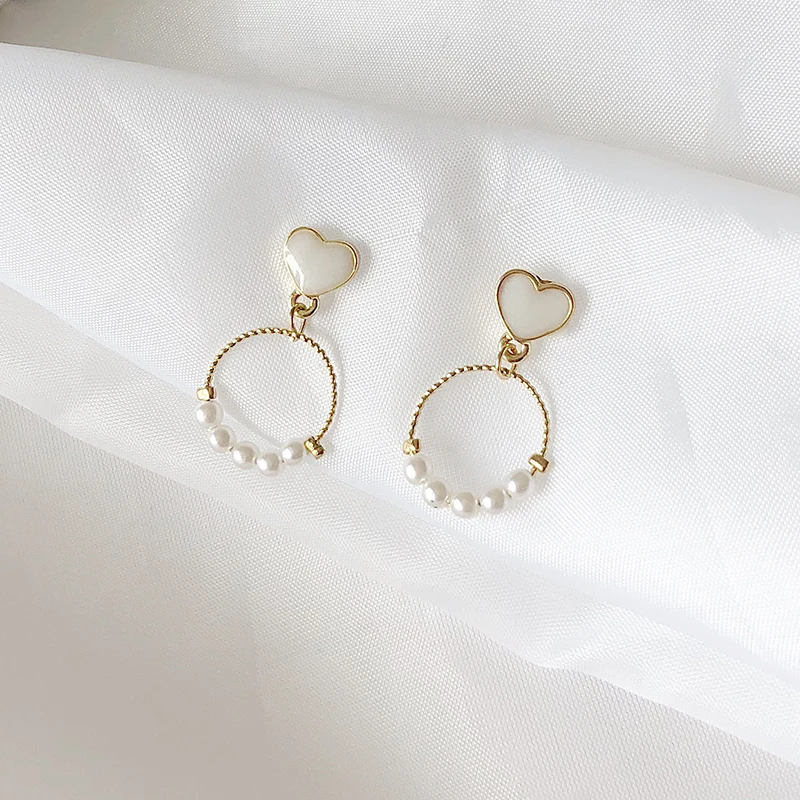 

2019 Women's Earrings Cute Fashion Heart Earrings For Women Simple Pearl Geometric Earrings Wedding Vintage Bohemian Bijoux