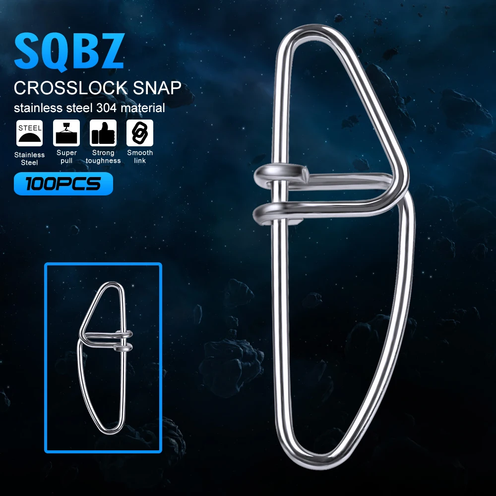 

100pcs Crosslock Snap Fishing Barrel Swivel safety snap 13mm-28mm Swivel Snap 0#-6# fishing swivels