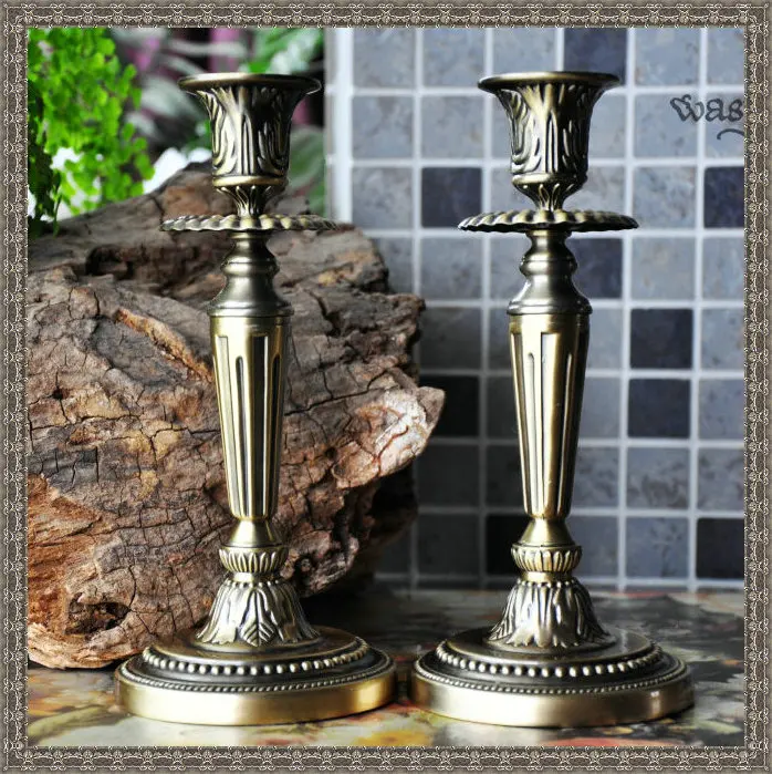 

Copper Retro European Romantic Candlestick Ornaments Creative Props Candlelight Dinner Candel Holders