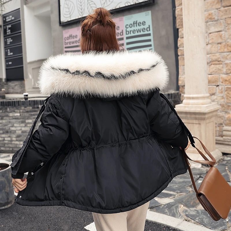 Ly Varey Lin женская зимняя короткая куртка с хлопковой подкладкой, парки с капюшоном, теплый меховой воротник, милая Женская Повседневная зимняя верхняя одежда