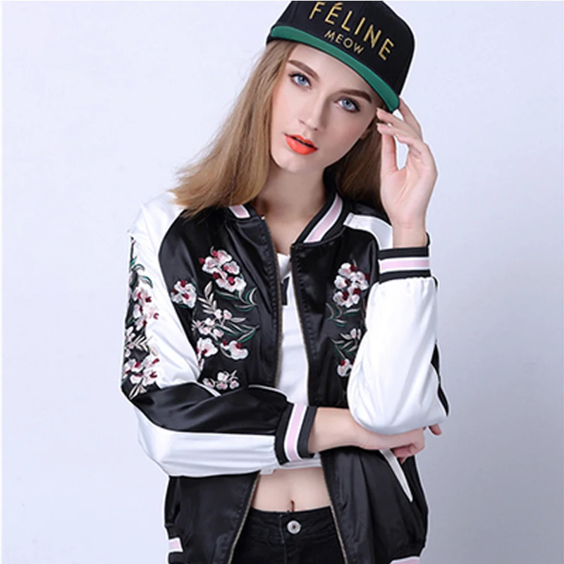 Online Get Cheap Womens Bomber Jacket Reversible -Aliexpress.com 2017 New Spring Embroidery Jacket Women Coat Flower Phoenix Bird printed Bomber Jacket Coat Female Pilots - Online Get Cheap Womens Bomber Jacket Reversible -Aliexpress.com