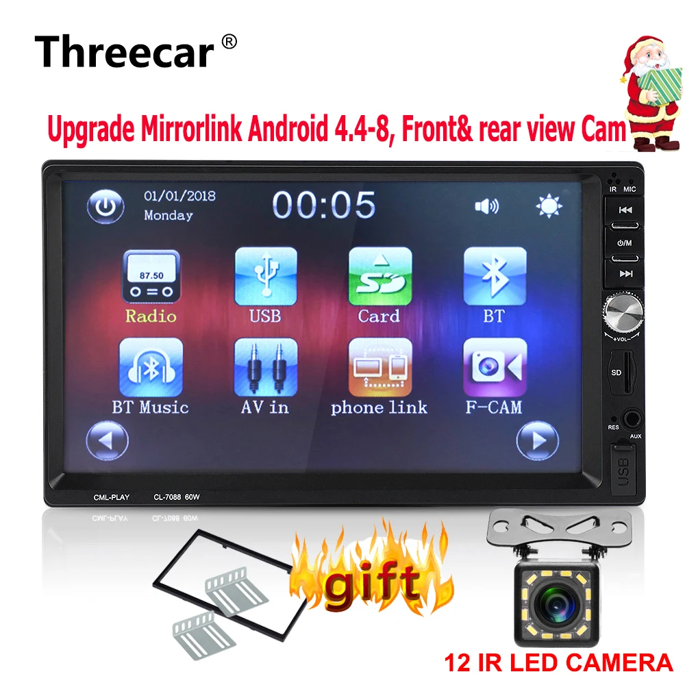 

7'' Mirror link Android Double din 2din Car Radio Bluetooth USB MP5 FM Auto Radio Stereo Player Support Front Rear CAM Monitor