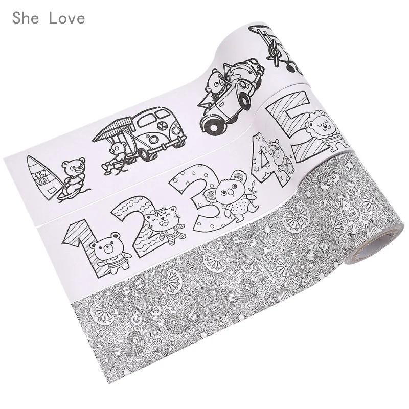 

She Love Random Pattern Wide DIY Coloring Washi Tape Japanese Paper Scrapbooking Tools Masking Tape Decorative Stationery Tape