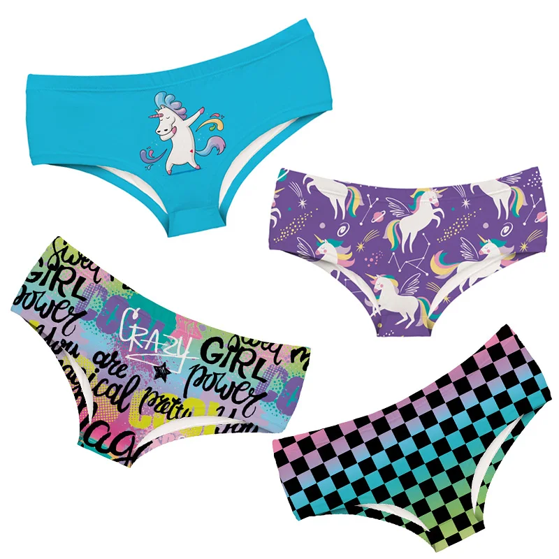 

1Pc Women Print Panties Women's Unicorn Briefs Sexy Low-Waist Panties Girls Ladies Underwear