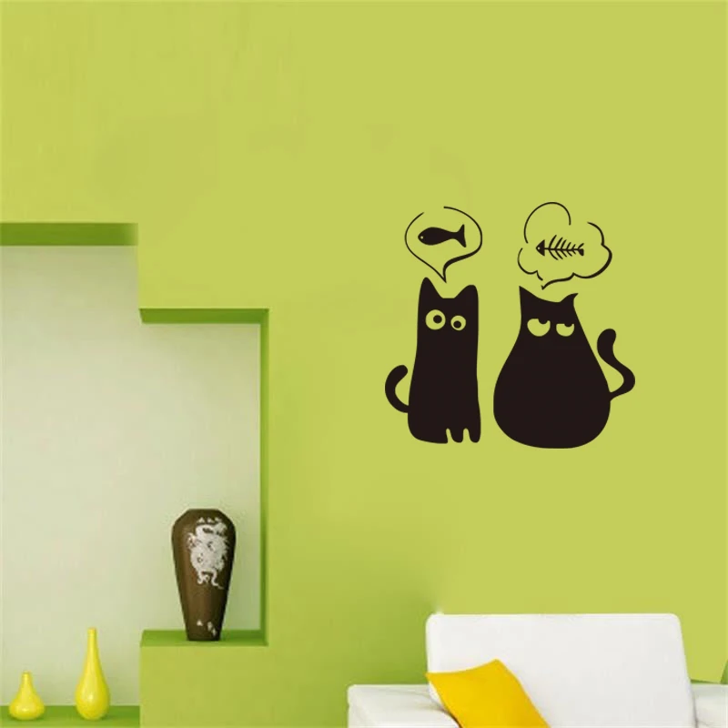 Cute-Two-Hungry-Kittens-Vinyl-Wall-Stickers-Cats-Funny-Wall-Decals-For-Home-Decor-Petshop-Decoration (1)