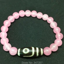 Новое поступление Тибетский браслет с Бусиной Дзи два глаза старый дзи мизинец розовый кристалл браслет Высокое качество для женщин браслет